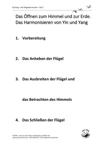 Der fliegende Kranich Teil 2 - Das Öffnen zum Himmel und zur Erde